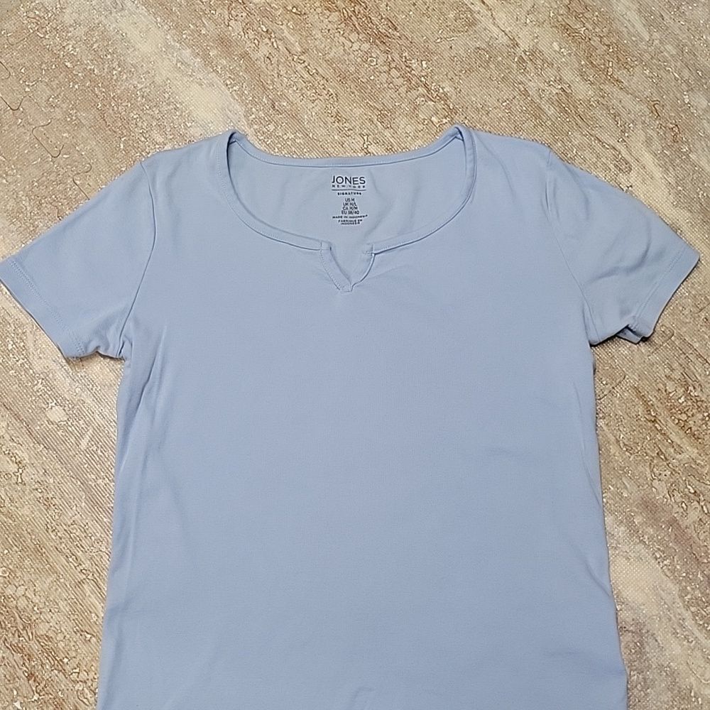 JONES NEW YORK SIGNATURE WOMENS COTTON VNECK TEE SIZE MEDIUM - Picture 2 of 7